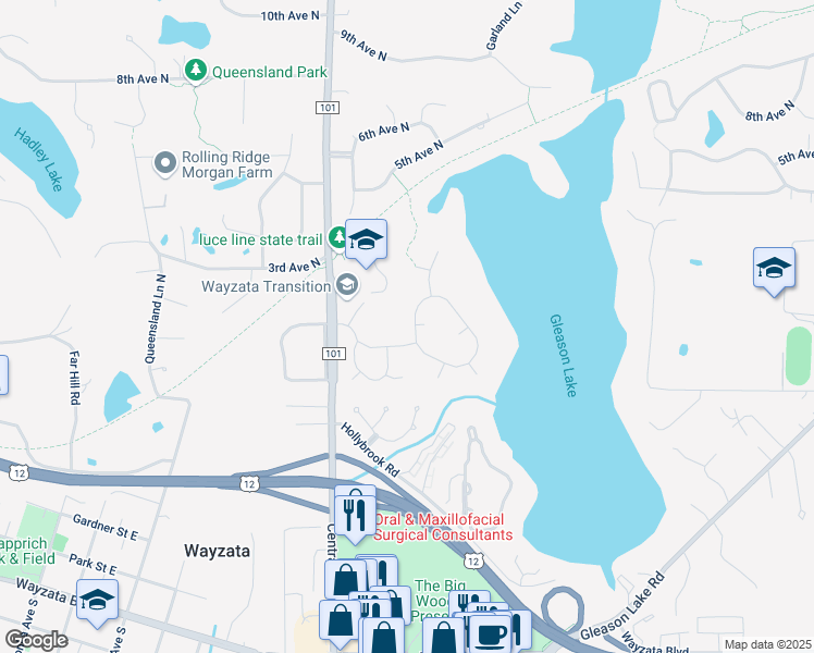 map of restaurants, bars, coffee shops, grocery stores, and more near 135 Inland Lane North in Plymouth