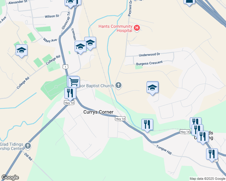map of restaurants, bars, coffee shops, grocery stores, and more near 214 Payzant Drive in Windsor