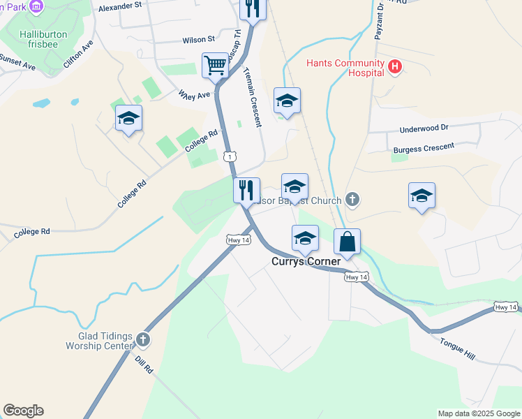 map of restaurants, bars, coffee shops, grocery stores, and more near 41 Cottage Street in Windsor