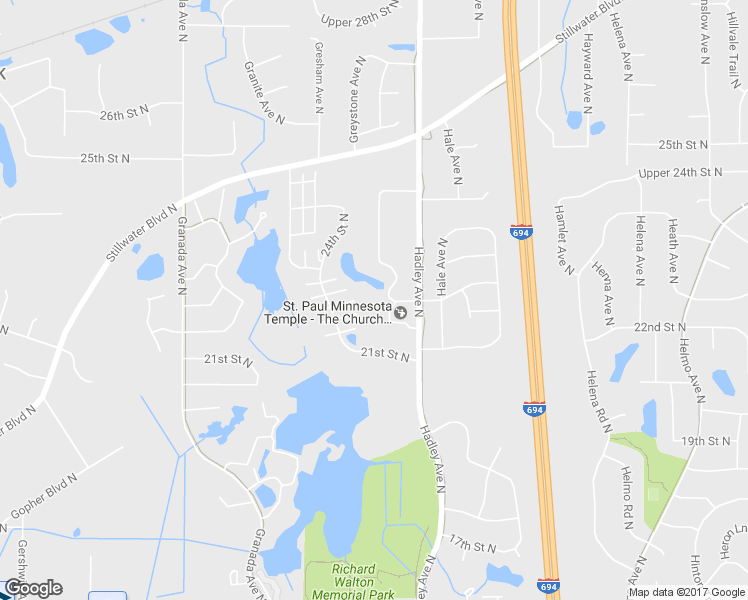 map of restaurants, bars, coffee shops, grocery stores, and more near 2212 Grospoint Avenue North in Oakdale