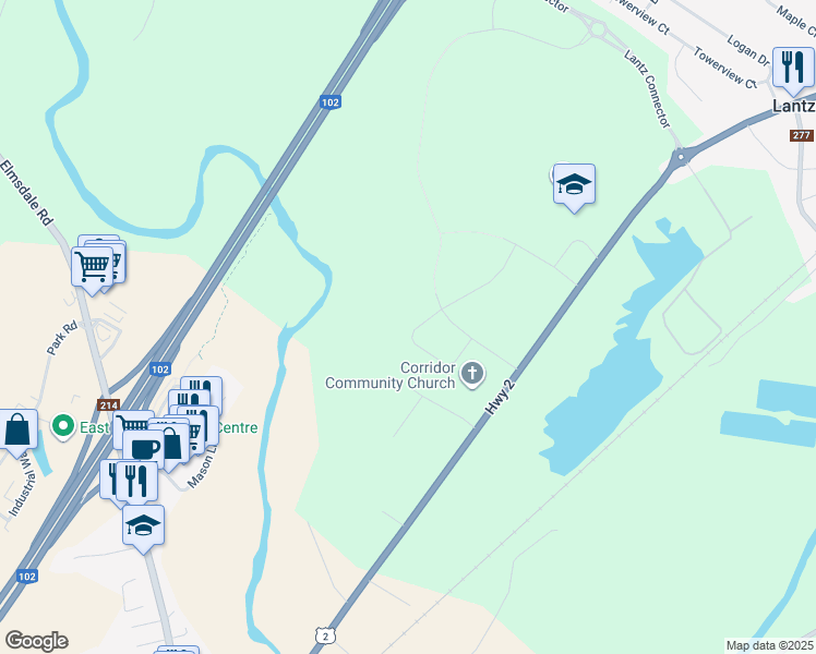 map of restaurants, bars, coffee shops, grocery stores, and more near 51 Lew Crescent in East Hants