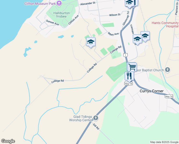 map of restaurants, bars, coffee shops, grocery stores, and more near 451 College Road in Windsor