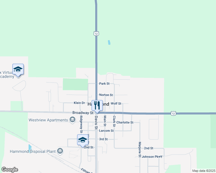 map of restaurants, bars, coffee shops, grocery stores, and more near 860 Park St in Hammond