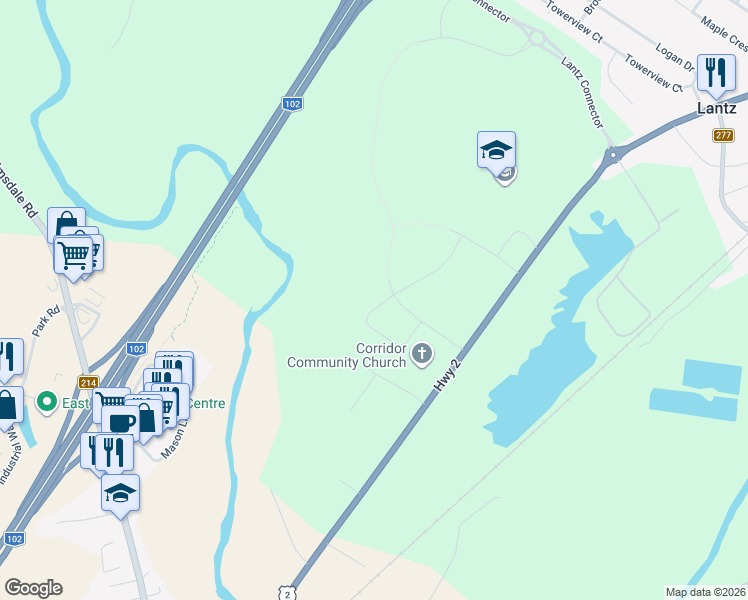 map of restaurants, bars, coffee shops, grocery stores, and more near 59 Lew Crescent in East Hants