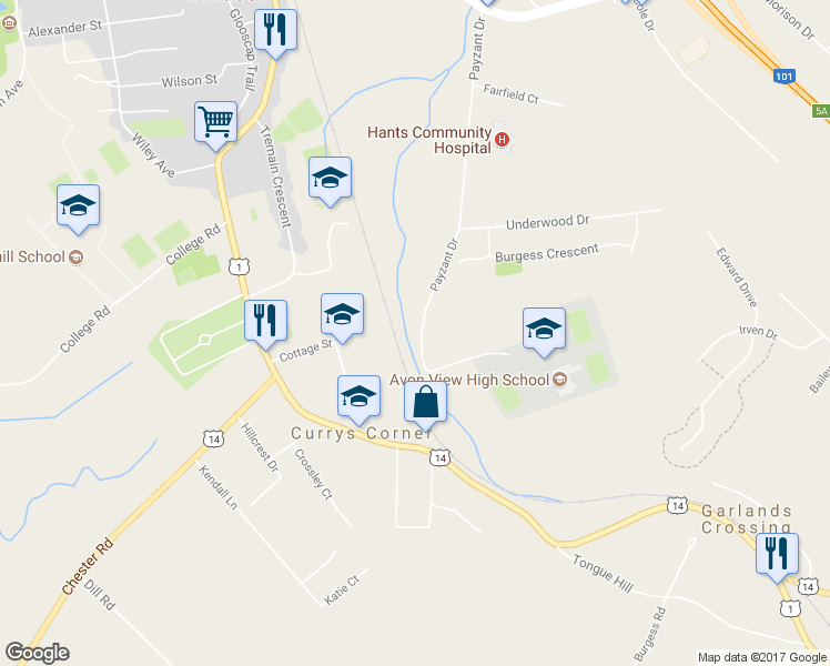 map of restaurants, bars, coffee shops, grocery stores, and more near 204 Payzant Drive in Windsor