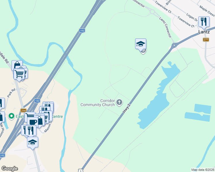map of restaurants, bars, coffee shops, grocery stores, and more near 65 Lew Crescent in East Hants