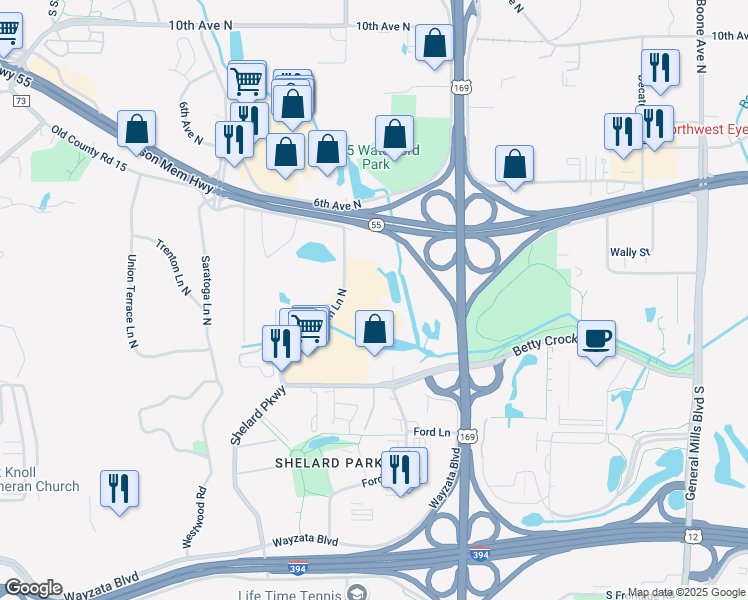 map of restaurants, bars, coffee shops, grocery stores, and more near 200 Nathan Lane North in Plymouth