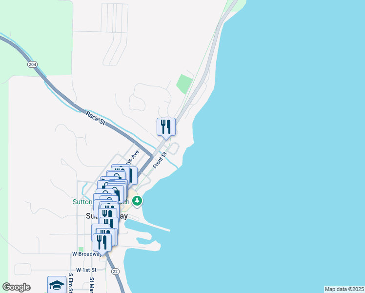 map of restaurants, bars, coffee shops, grocery stores, and more near 701 Dockside Circle in Suttons Bay