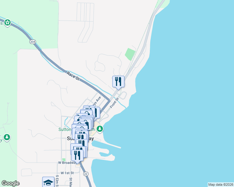 map of restaurants, bars, coffee shops, grocery stores, and more near 503 North Saint Joseph Street in Suttons Bay