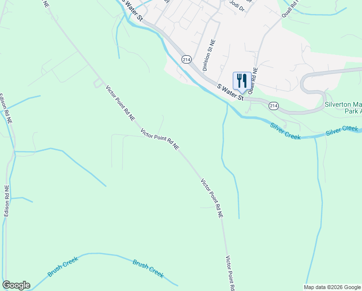 map of restaurants, bars, coffee shops, grocery stores, and more near 3780 Victor Point Road Northeast in Silverton