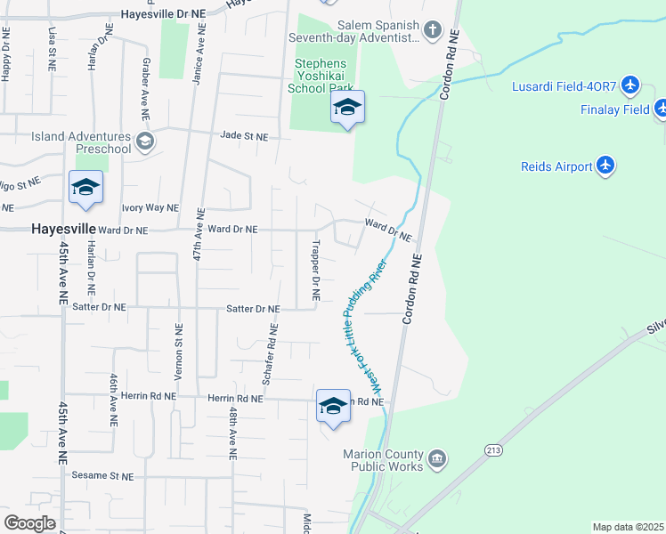 map of restaurants, bars, coffee shops, grocery stores, and more near 4922 Mink Court Northeast in Salem