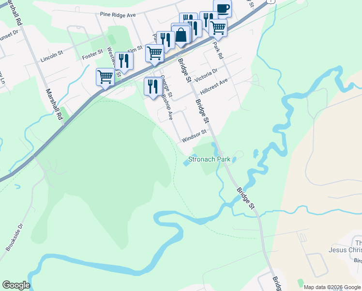 map of restaurants, bars, coffee shops, grocery stores, and more near 516 Windsor Street in Kingston