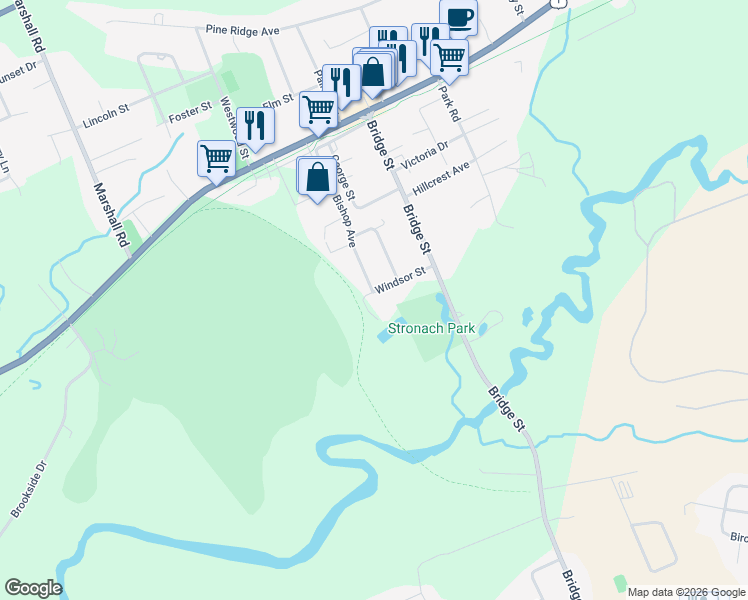 map of restaurants, bars, coffee shops, grocery stores, and more near 516 Windsor Street in Kingston