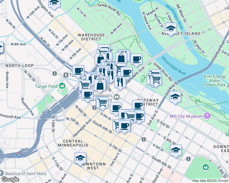 map of restaurants, bars, coffee shops, grocery stores, and more near 270 Hennepin Avenue in Minneapolis