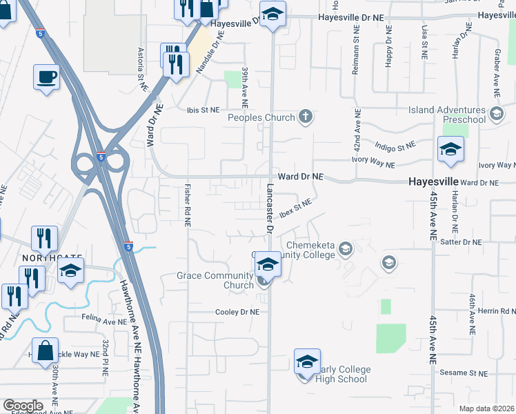 map of restaurants, bars, coffee shops, grocery stores, and more near in Hayesville