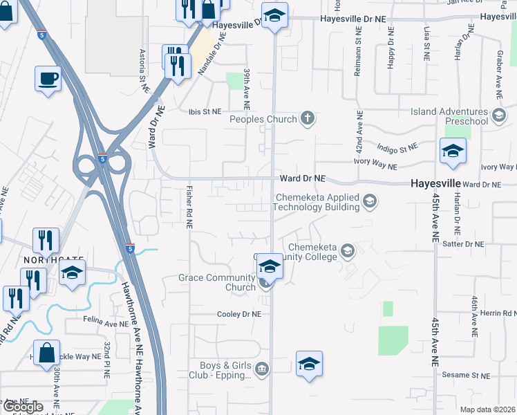 map of restaurants, bars, coffee shops, grocery stores, and more near in Hayesville