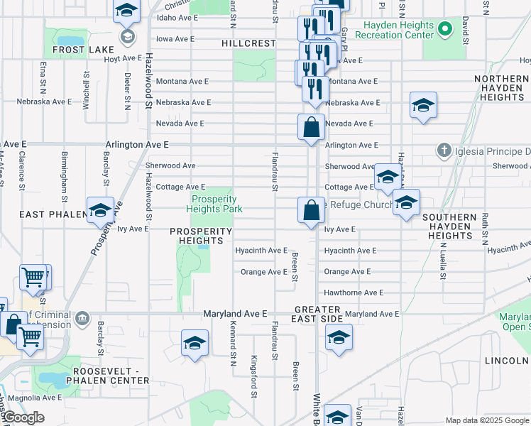 map of restaurants, bars, coffee shops, grocery stores, and more near 1706 Clear Avenue East in Saint Paul