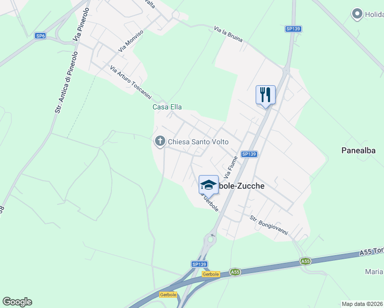 map of restaurants, bars, coffee shops, grocery stores, and more near 40 Via Gerbole in Gerbole-Zucche