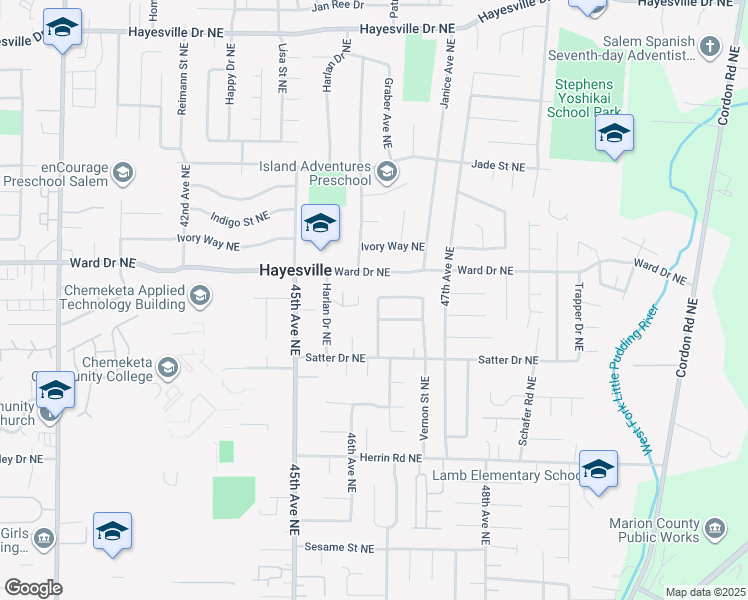 map of restaurants, bars, coffee shops, grocery stores, and more near 4261 Vernon Loop NE in Salem