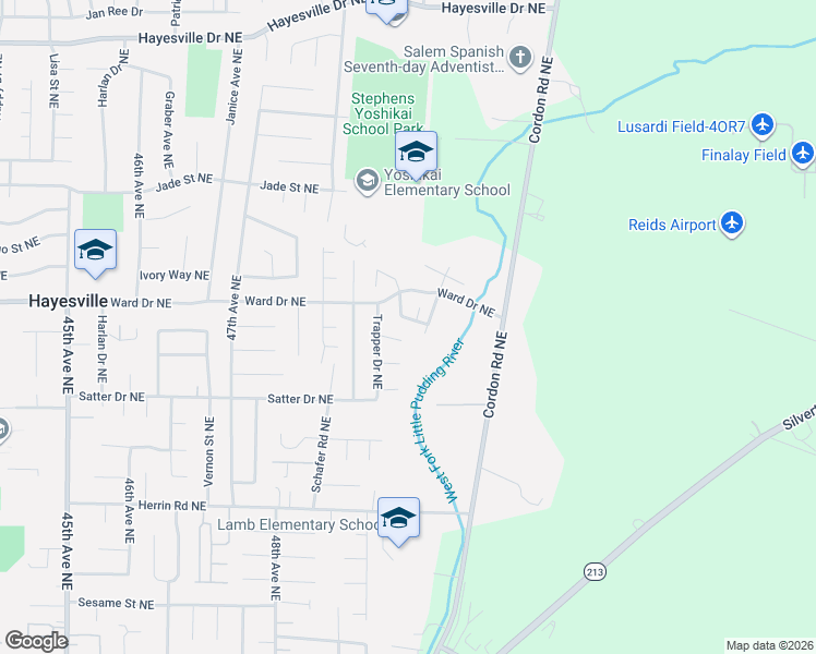 map of restaurants, bars, coffee shops, grocery stores, and more near 4333 Log Drive Northeast in Salem