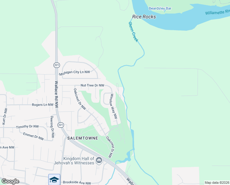 map of restaurants, bars, coffee shops, grocery stores, and more near 3302 Winslow Way Northwest in Salem