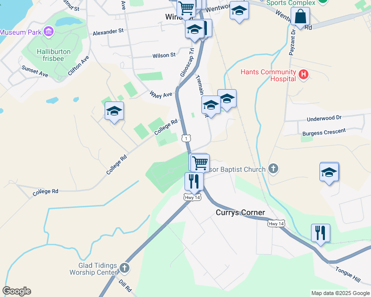 map of restaurants, bars, coffee shops, grocery stores, and more near 1184 King Street in Windsor