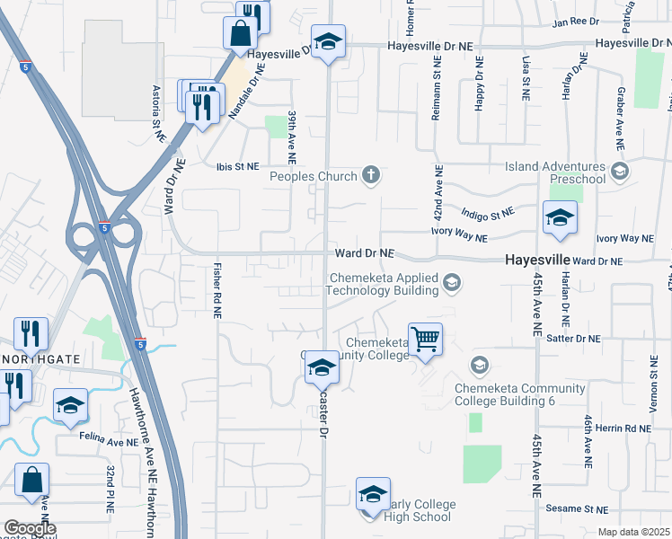 map of restaurants, bars, coffee shops, grocery stores, and more near in Hayesville