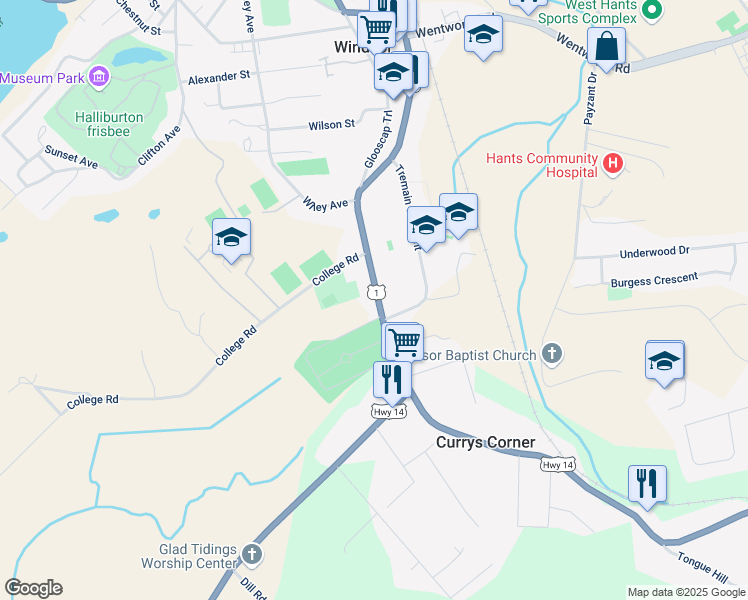 map of restaurants, bars, coffee shops, grocery stores, and more near 1184 King Street in Windsor