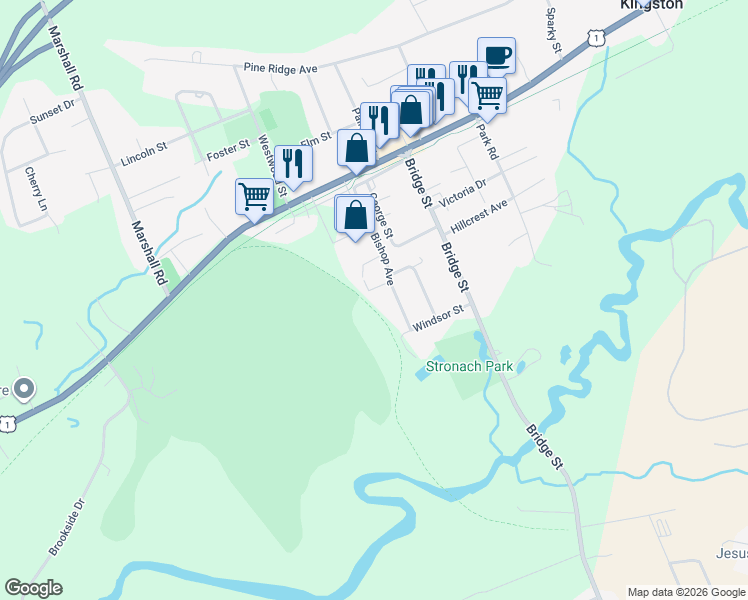 map of restaurants, bars, coffee shops, grocery stores, and more near 506 Prince Street in Kingston