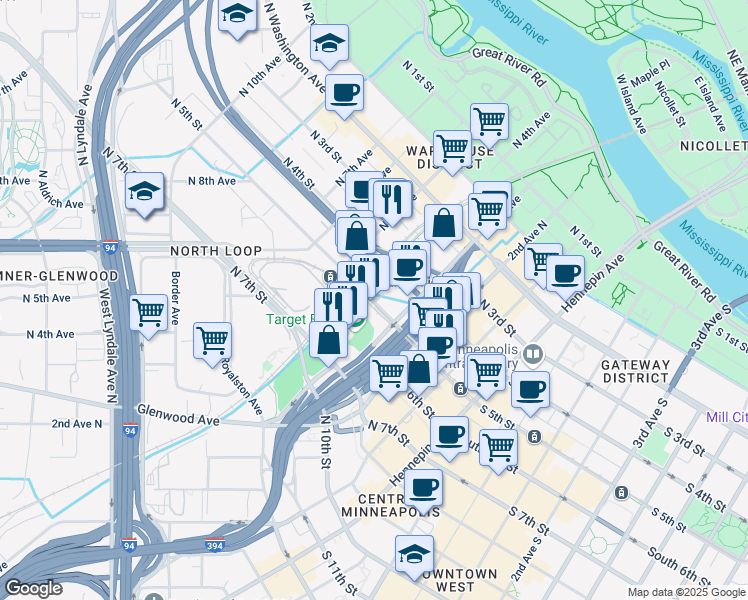 map of restaurants, bars, coffee shops, grocery stores, and more near 516 2nd Avenue North in Minneapolis