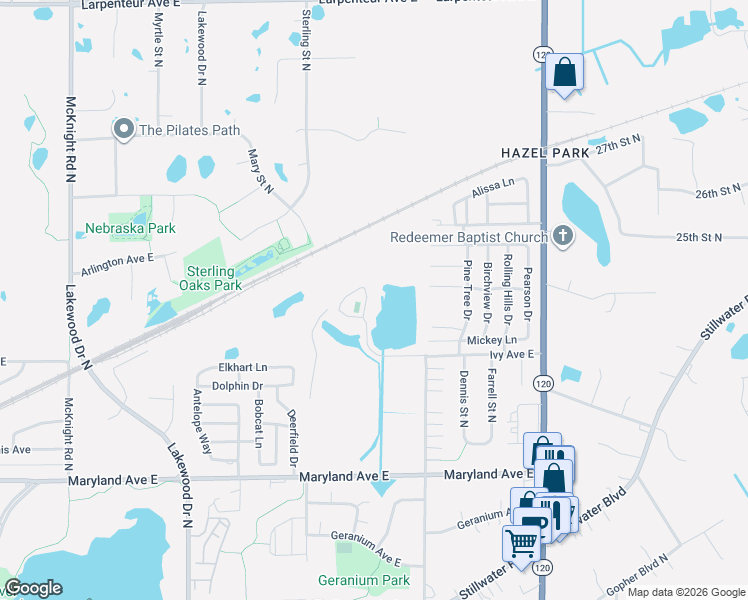 map of restaurants, bars, coffee shops, grocery stores, and more near 2585 Ivy Avenue East in Maplewood