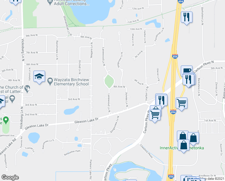 map of restaurants, bars, coffee shops, grocery stores, and more near 14815 4th Avenue North in Minneapolis