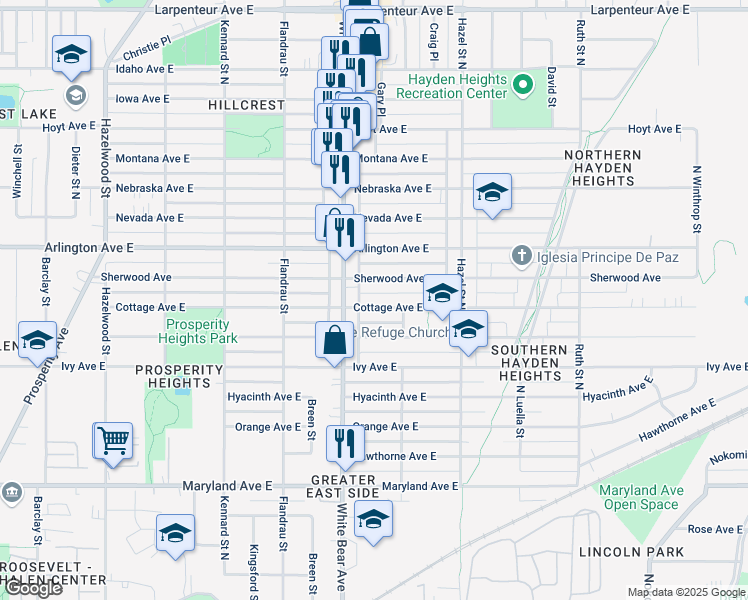 map of restaurants, bars, coffee shops, grocery stores, and more near 1806 Sherwood Avenue in Saint Paul