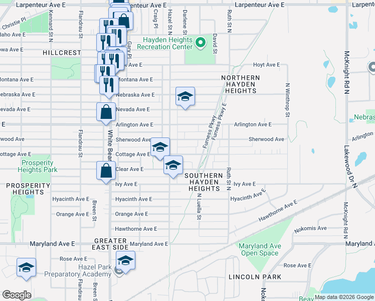 map of restaurants, bars, coffee shops, grocery stores, and more near 1950 Sherwood Avenue in Saint Paul
