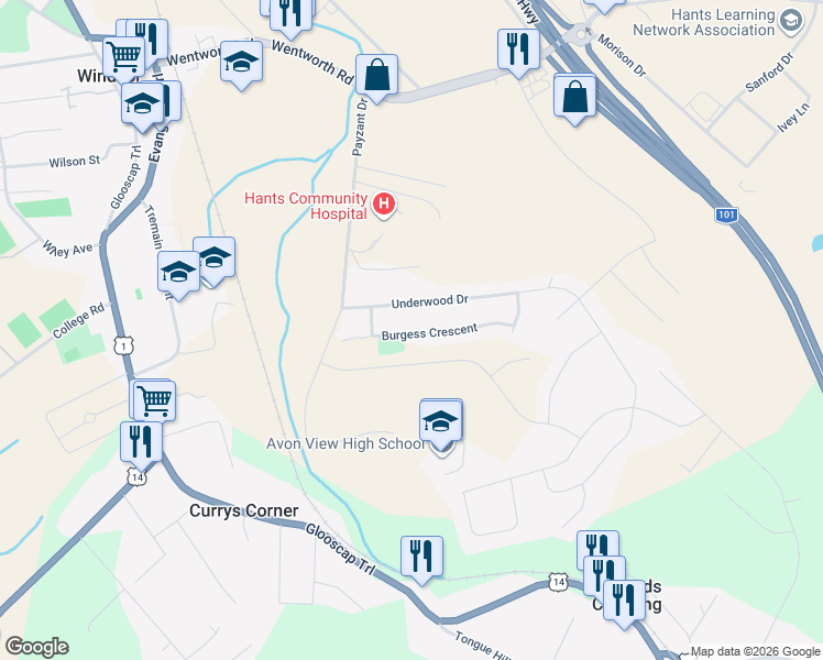 map of restaurants, bars, coffee shops, grocery stores, and more near 91 Burgess Crescent in Currys Corner