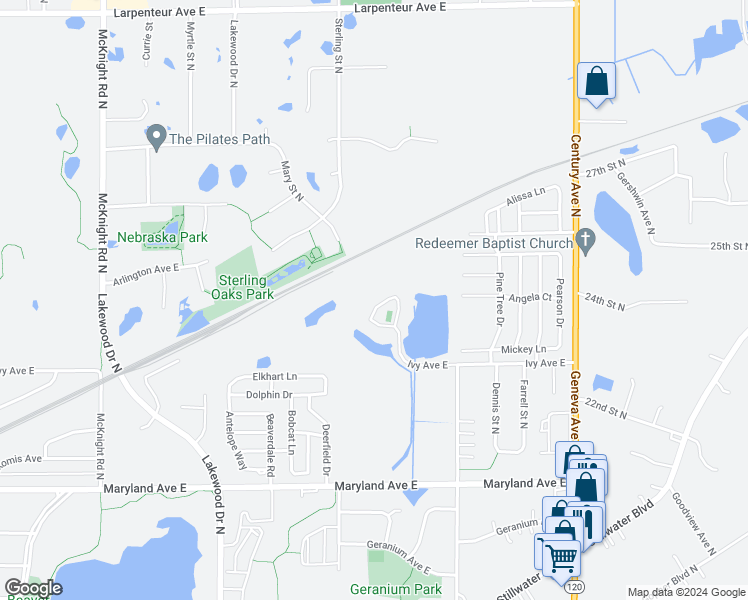 map of restaurants, bars, coffee shops, grocery stores, and more near 2575 Ivy Avenue East in Maplewood