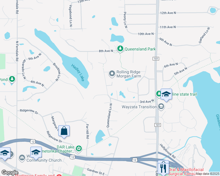 map of restaurants, bars, coffee shops, grocery stores, and more near 410 Queensland Lane North in Plymouth