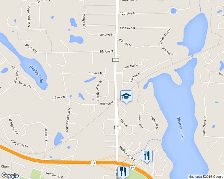 map of restaurants, bars, coffee shops, grocery stores, and more near 410 Merrimac Lane North in Plymouth