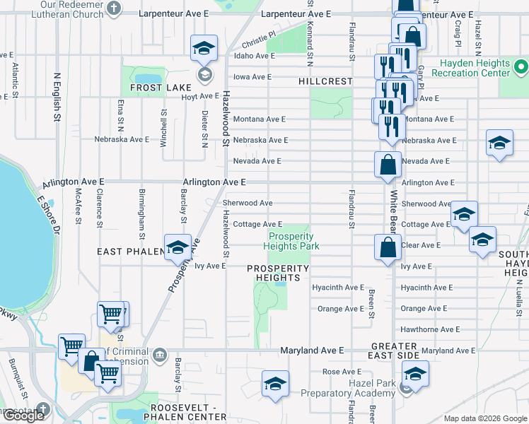 map of restaurants, bars, coffee shops, grocery stores, and more near 1598 Germain Street in Saint Paul