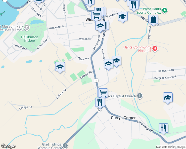 map of restaurants, bars, coffee shops, grocery stores, and more near 1080 King Street in Windsor