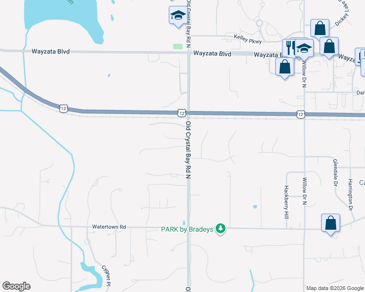 map of restaurants, bars, coffee shops, grocery stores, and more near 245 Old Crystal Bay Road North in Long Lake