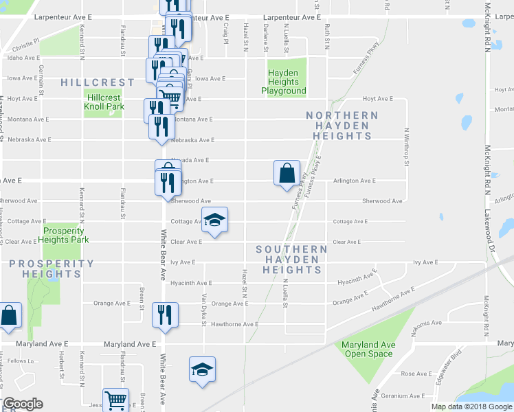 map of restaurants, bars, coffee shops, grocery stores, and more near 1914 Sherwood Avenue in Saint Paul