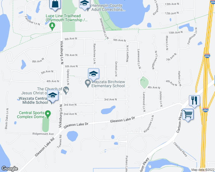 map of restaurants, bars, coffee shops, grocery stores, and more near 420 Quantico Lane North in Plymouth
