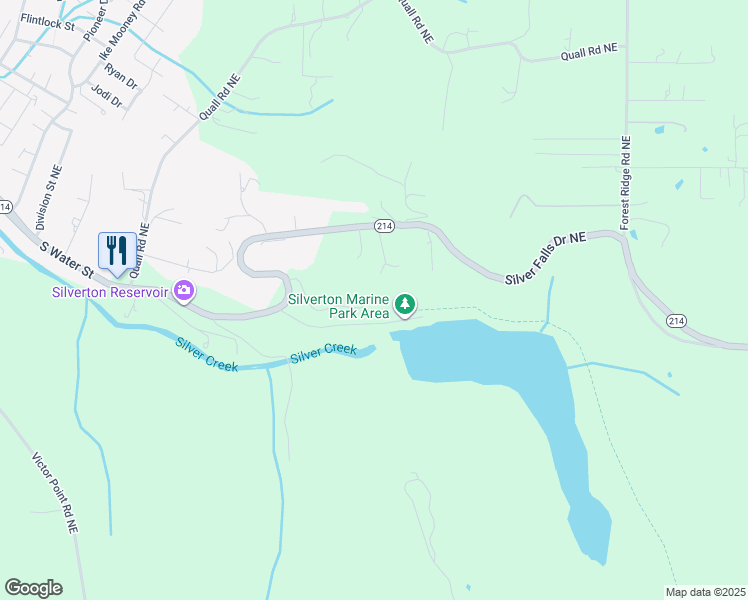 map of restaurants, bars, coffee shops, grocery stores, and more near 15285 Silver Lake Drive Northeast in Silverton