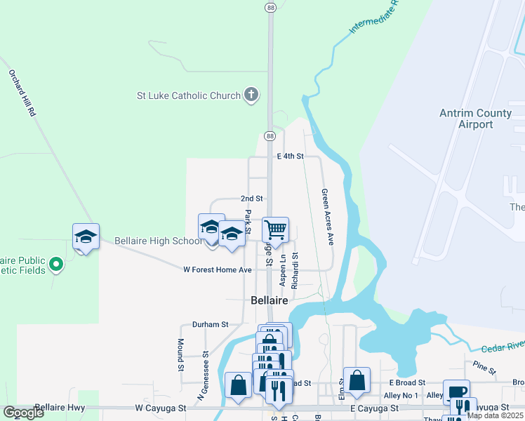 map of restaurants, bars, coffee shops, grocery stores, and more near in Bellaire