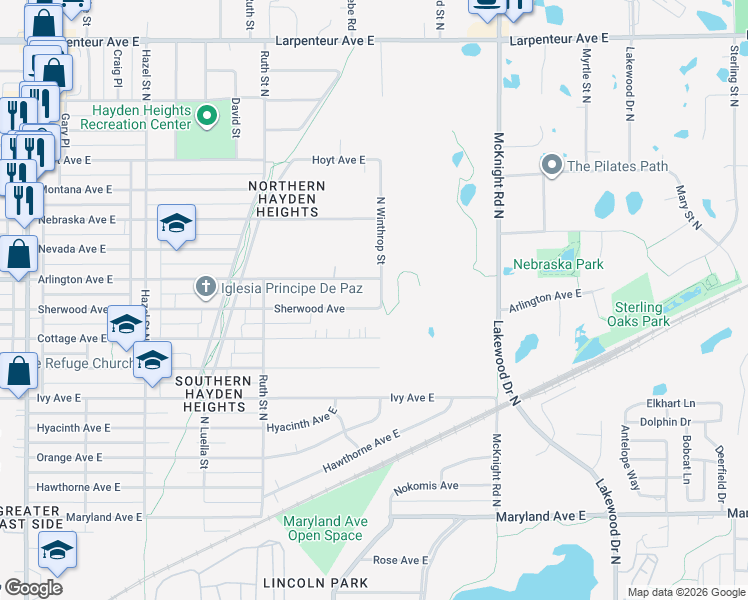 map of restaurants, bars, coffee shops, grocery stores, and more near 2141 Sherwood Avenue in Saint Paul