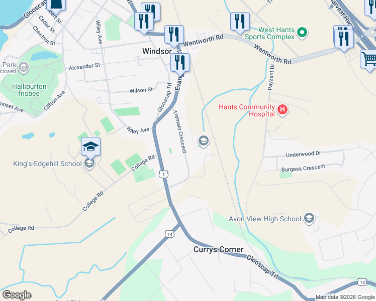 map of restaurants, bars, coffee shops, grocery stores, and more near 228 Tremain Crescent in Windsor
