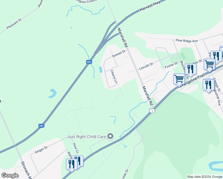 map of restaurants, bars, coffee shops, grocery stores, and more near 2 Princess Lane in Kingston