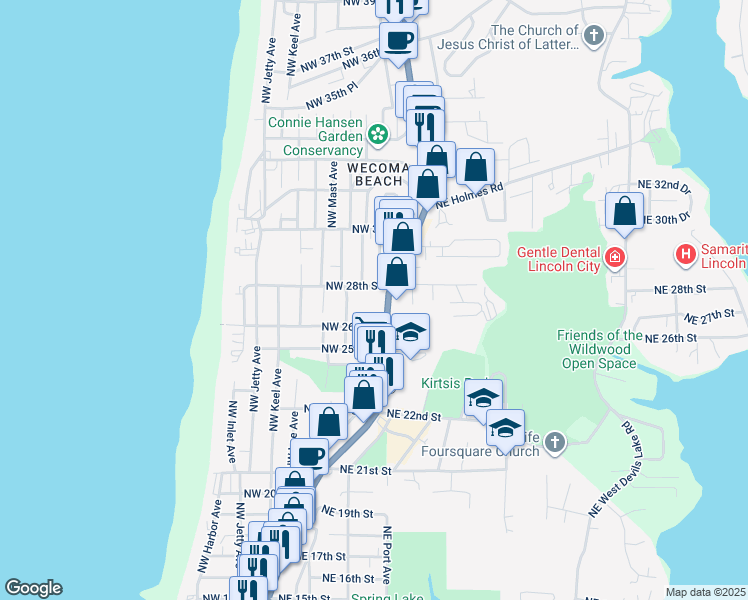 map of restaurants, bars, coffee shops, grocery stores, and more near 2701 Northwest U.S. 101 in Lincoln City