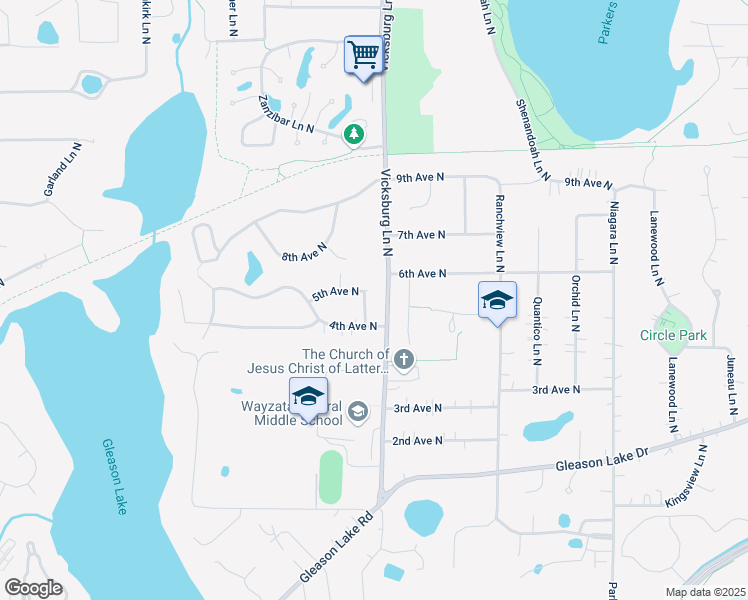 map of restaurants, bars, coffee shops, grocery stores, and more near 460 Weston Lane North in Plymouth
